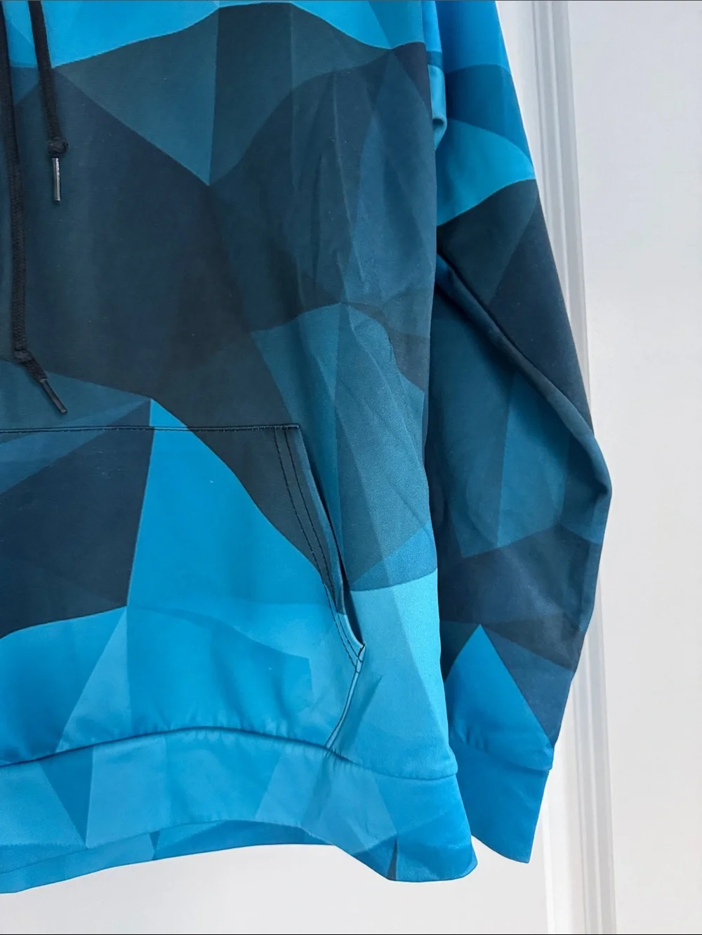 GU Men’s Unbranded Blue Diamond Fractal Design Pullover Drawstring Hoodie S